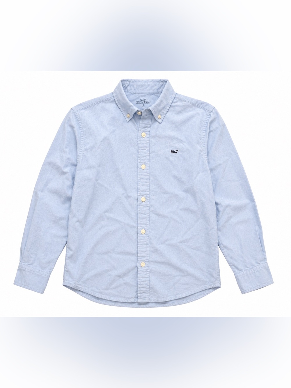 Vineyard Vines Boys' Oxford Long Sleeve Whale Shirt- chambray blue - m (12-14) - Picture 1 of 3